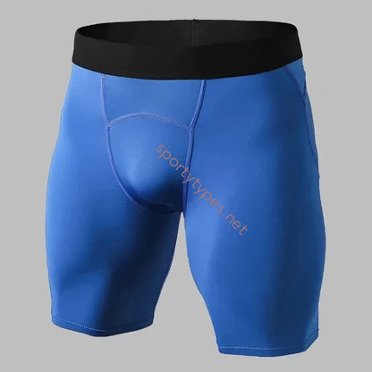 Blue Men's Running Compression Shorts