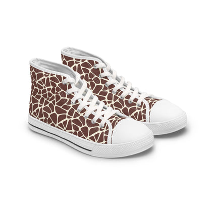 Women's High Top Canvas Sneakers - Giraffe Print