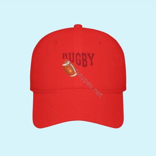 Red Rugby Theme Baseball Cap