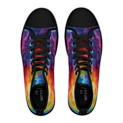 Women's High Top Canvas Sneakers - Multicolored Paint Explosion