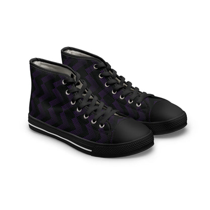 Women's High Top Canvas Sneakers - Purple Chevrons