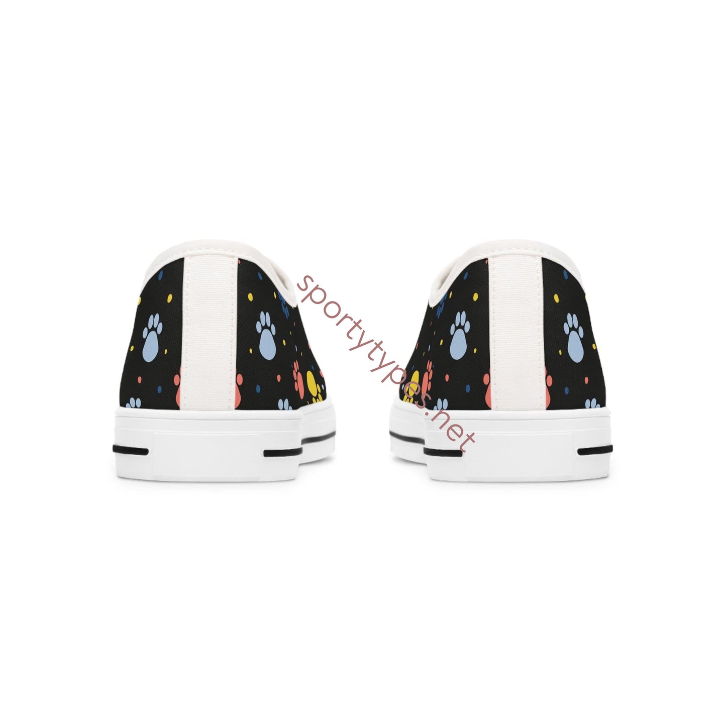 Women's Colored Paw Print Low Top Canvas Sneakers