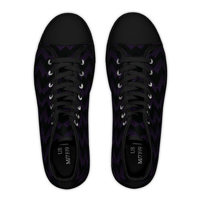 Women's High Top Canvas Sneakers - Purple Chevrons