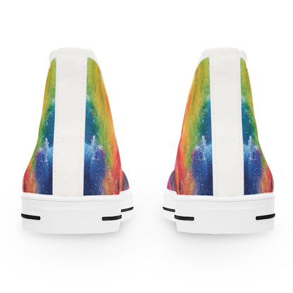 Women's High Top Canvas Sneakers - Multicolored Paint Explosion