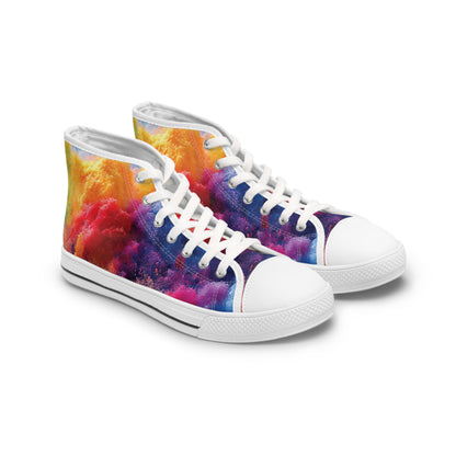 Women's High Top Canvas Sneakers - Multicolored Paint Explosion