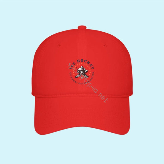 Red Ice Hockey Theme Baseball Cap