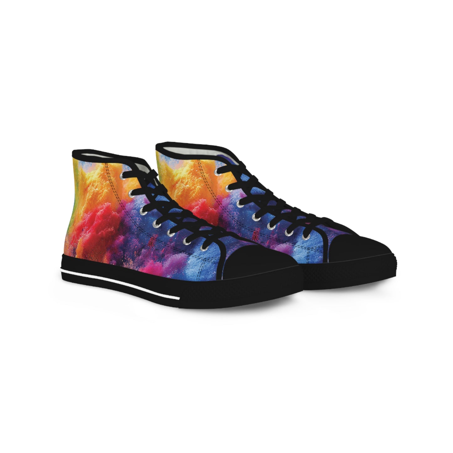 Men's High Top Canvas Sneakers - Multicolored Paint Explosion