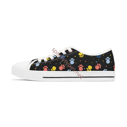 Women's Colored Paw Print Low Top Canvas Sneakers