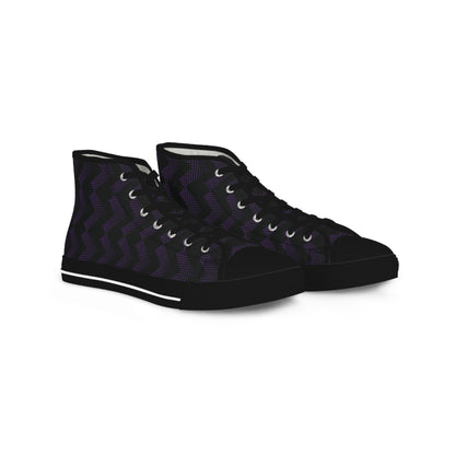 Men's High Top Canvas Sneakers - Purple Chevrons