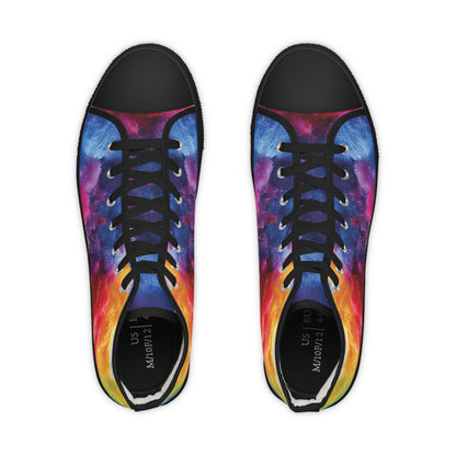 Men's High Top Canvas Sneakers - Multicolored Paint Explosion