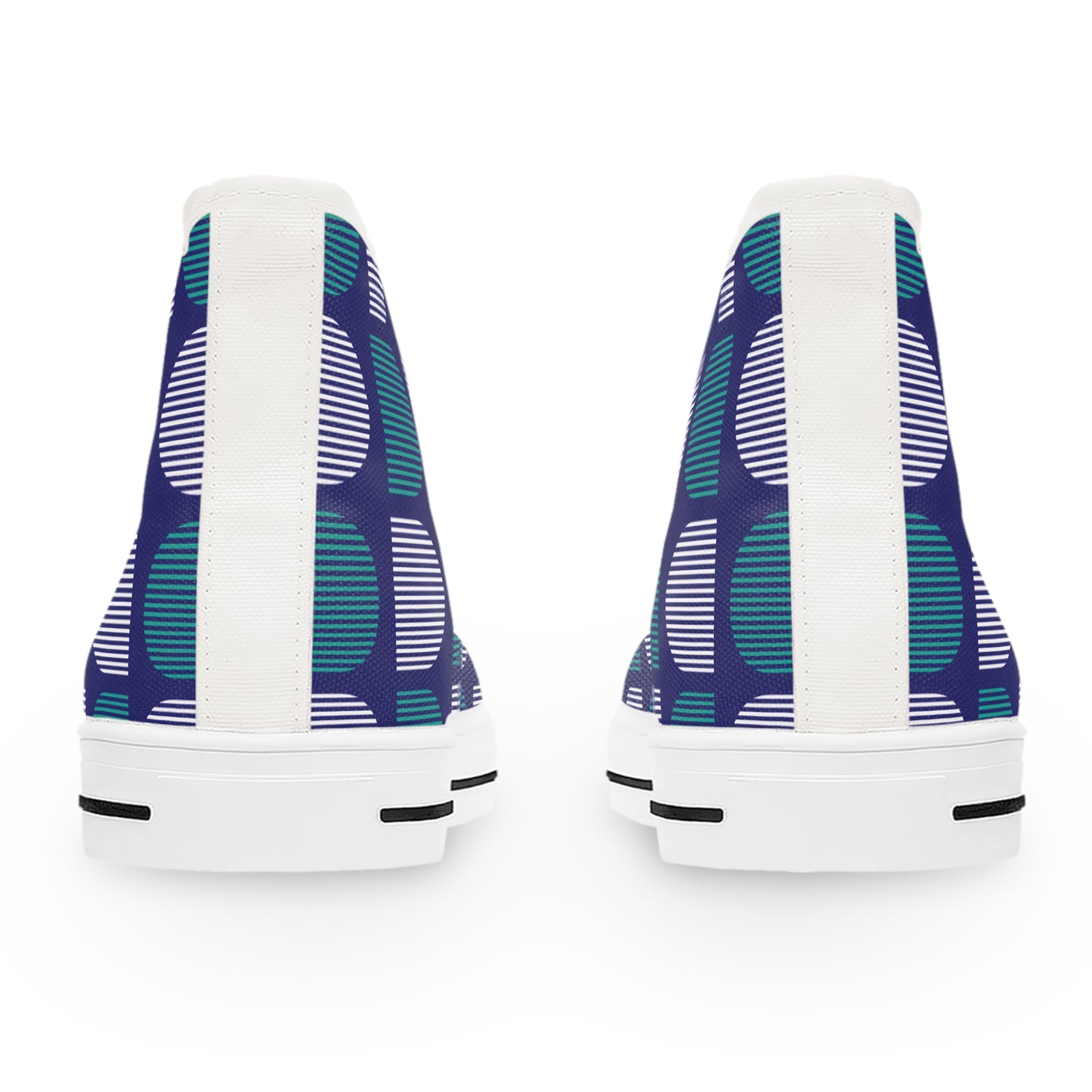 Women's High Top Canvas Sneakers - Teal and White Arcs