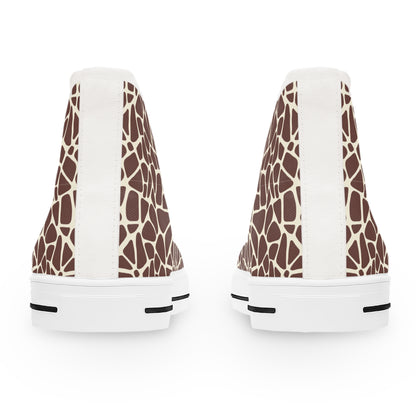 Women's High Top Canvas Sneakers - Giraffe Print