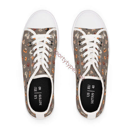 Women's Dog Print Low Top Canvas Sneakers