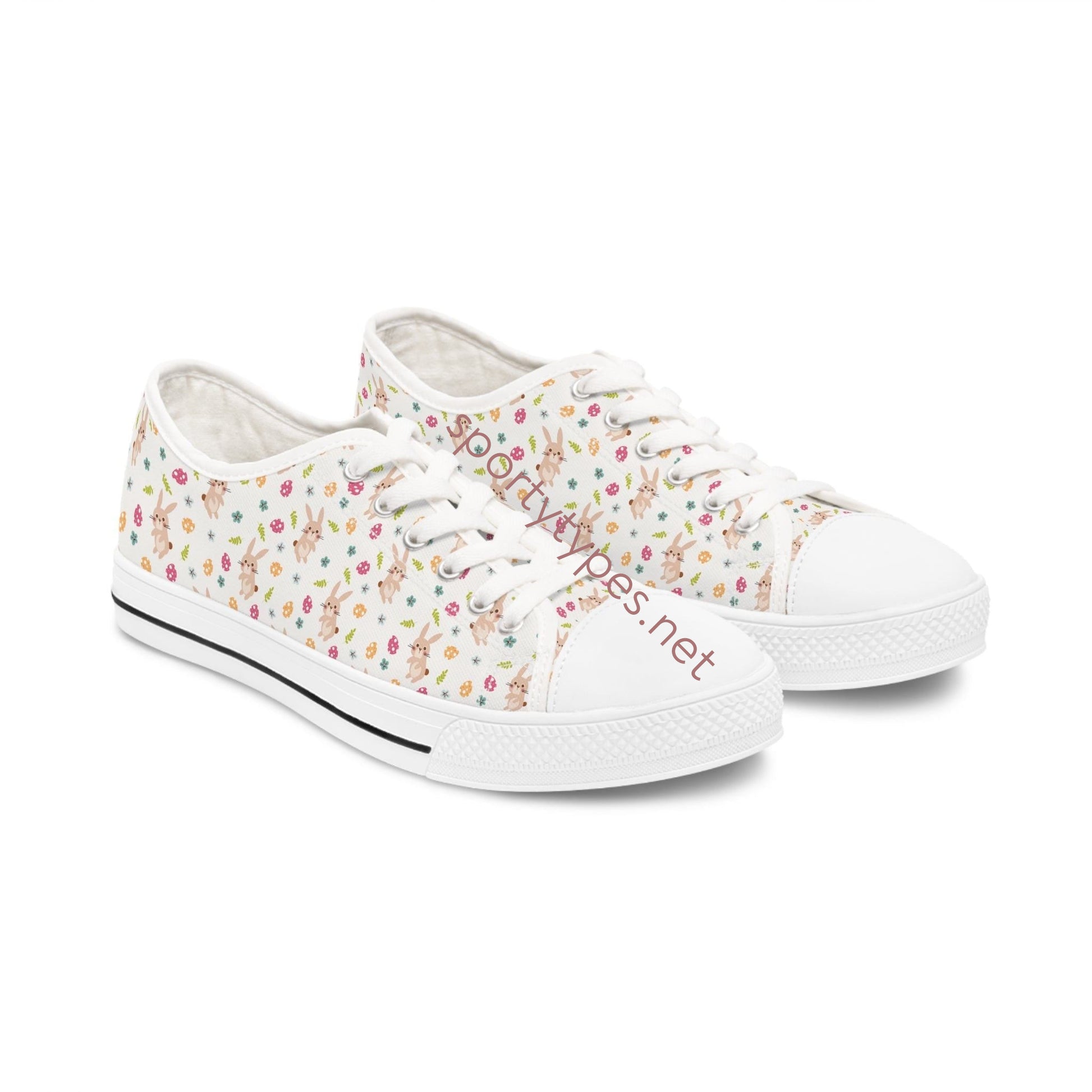 Women's Rabbit Print Low Top Canvas Sneakers