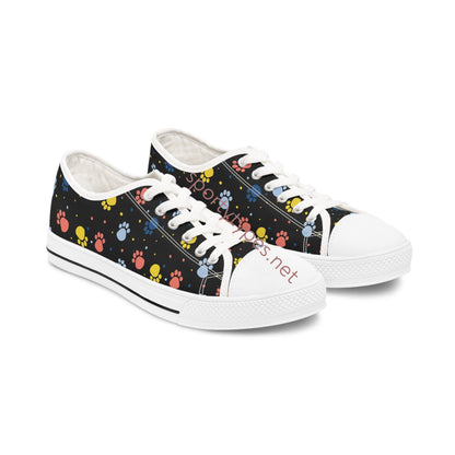 Women's Colored Paw Print Low Top Canvas Sneakers