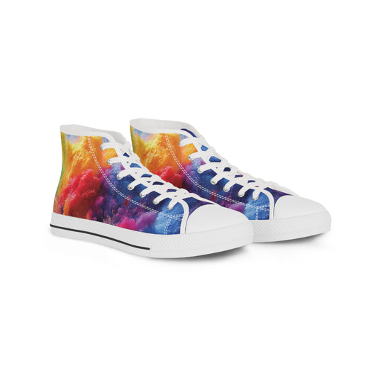 Men's High Top Canvas Sneakers - Multicolored Paint Explosion