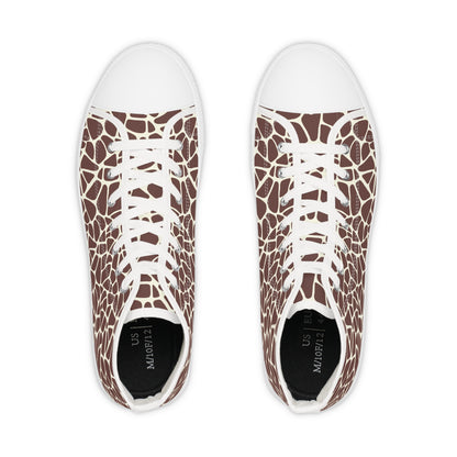 Men's High Top Canvas Sneakers - Giraffe Print