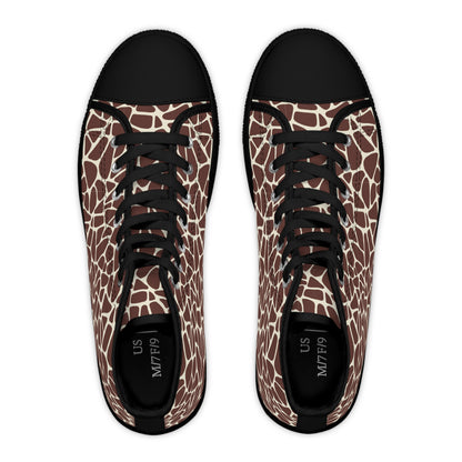 Women's High Top Canvas Sneakers - Giraffe Print