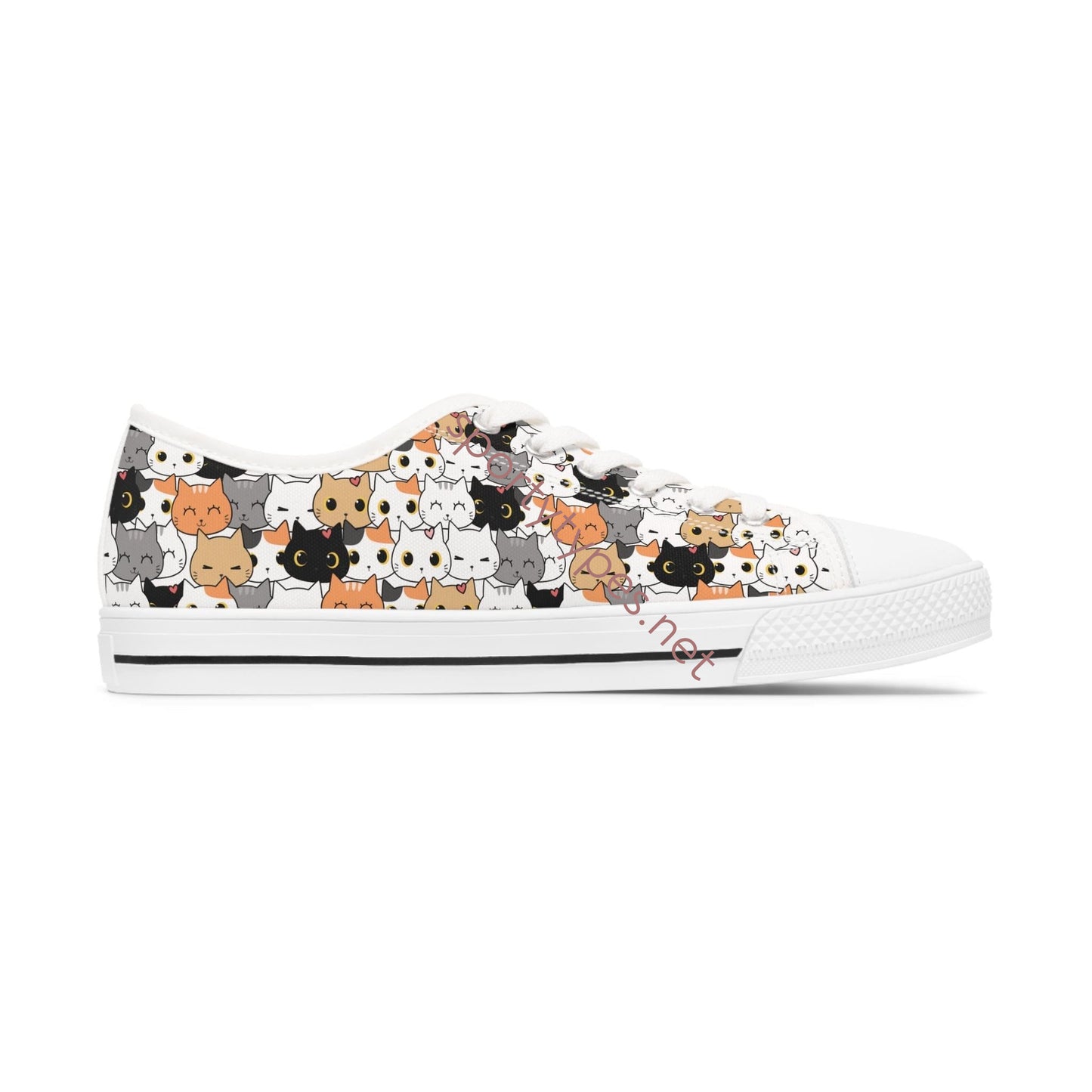 Women's Cat Print Low Top Canvas Sneakers