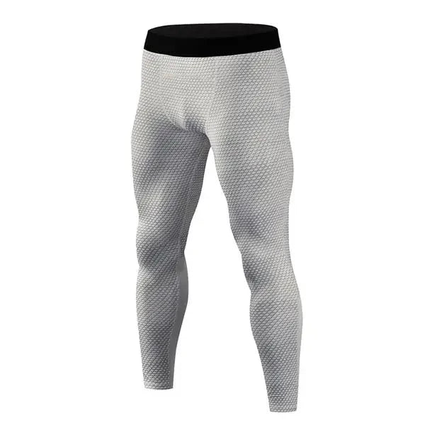 White/Gray Men's Compression Running Tights