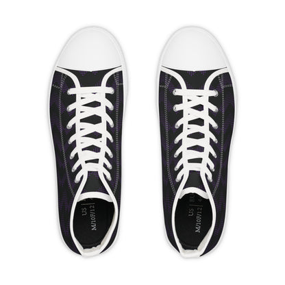 Men's High Top Canvas Sneakers - Purple Chevrons