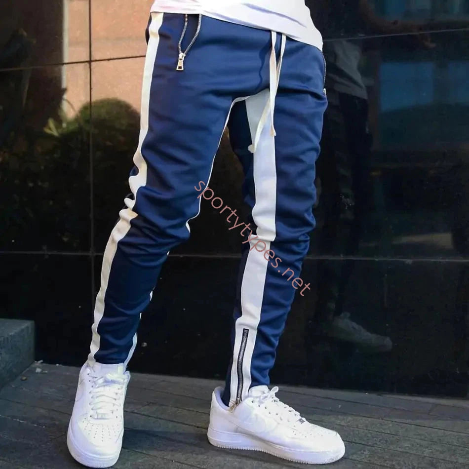 Blue/white Men's Fitness Sweatpants