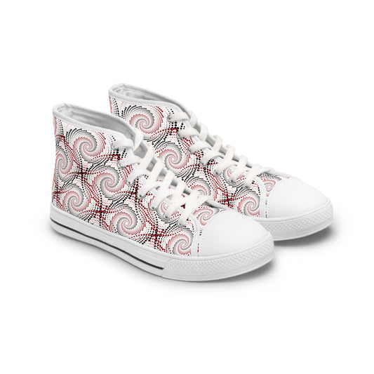 Women's High Top Canvas Sneakers - Dynamic Dot Circles