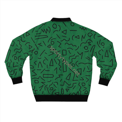 Men's Green Geometric Print Bomber Jacket