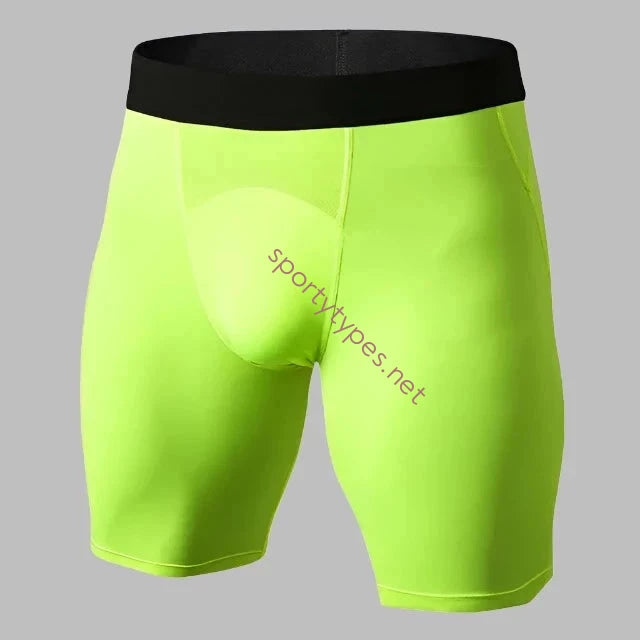 Fluro Green Men's Running Compression Shorts