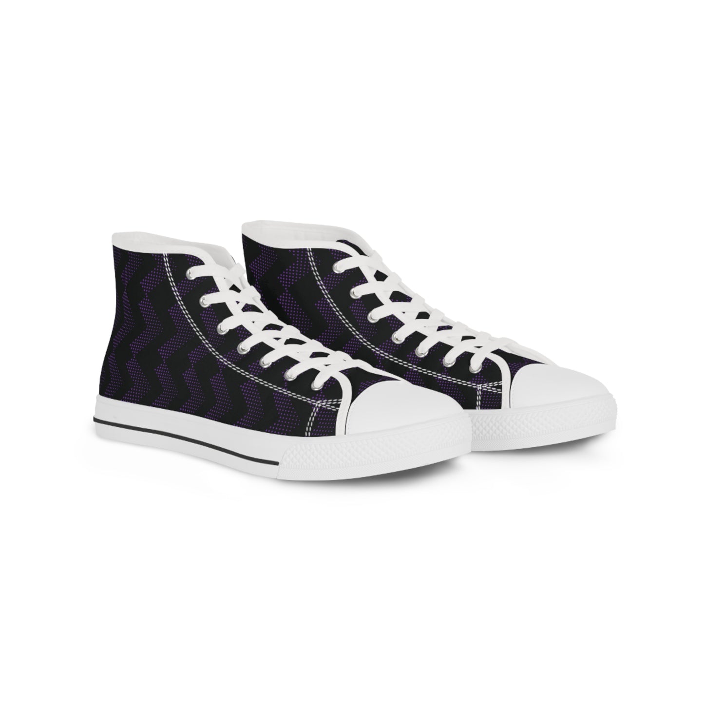 Men's High Top Canvas Sneakers - Purple Chevrons