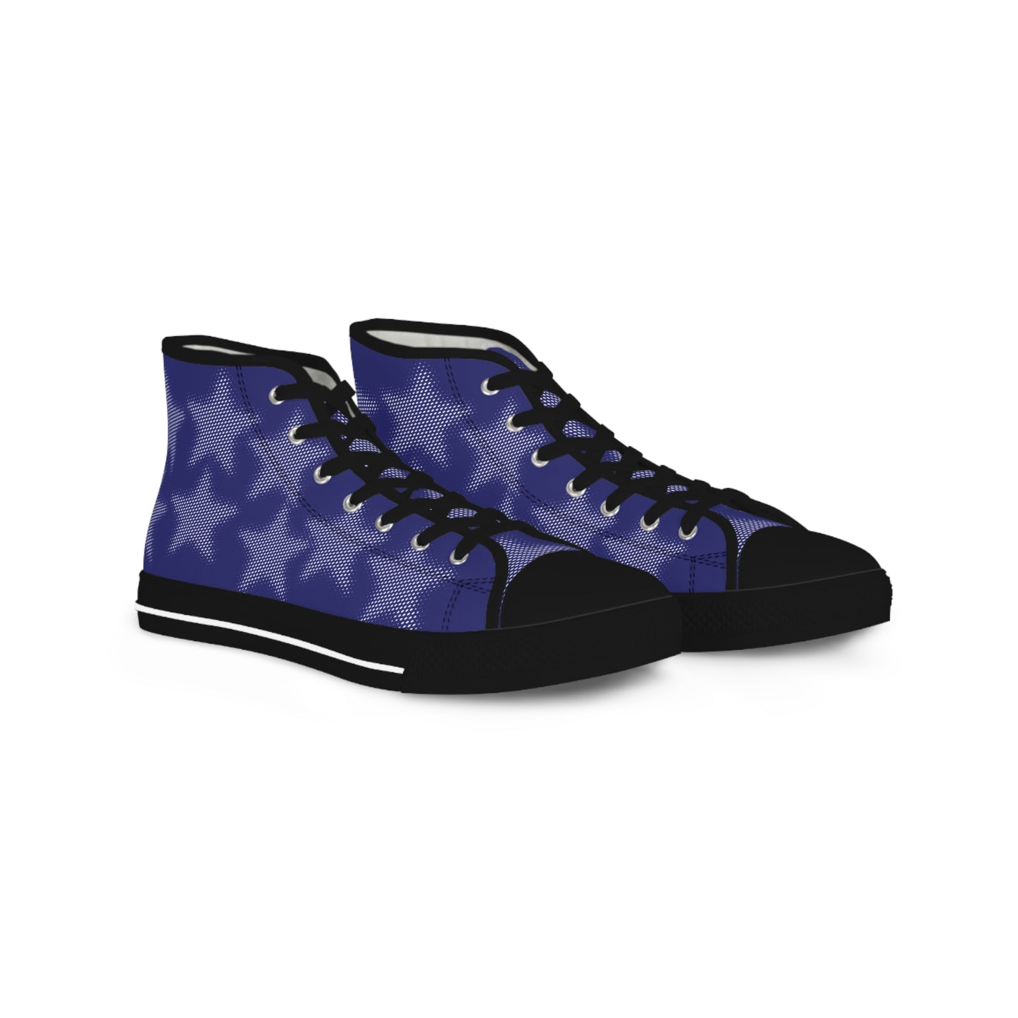 Men's High Top Canvas Sneakers - Blue With Stars