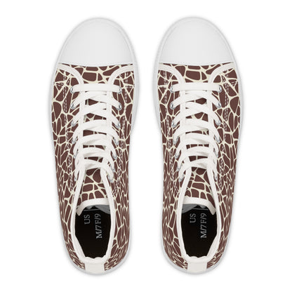 Women's High Top Canvas Sneakers - Giraffe Print