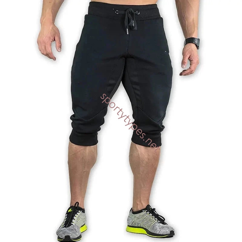 Black Men's Cropped Joggers