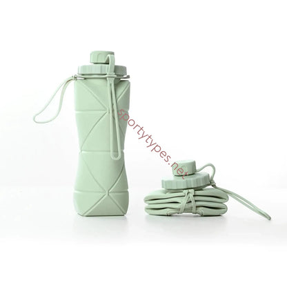 Green Folding Silicone Water Bottle Sports