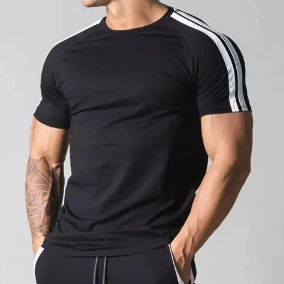 Black Men's Bodybuilding Cotton T-shirt