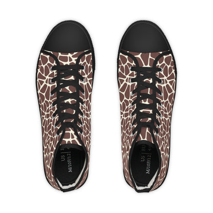 Men's High Top Canvas Sneakers - Giraffe Print