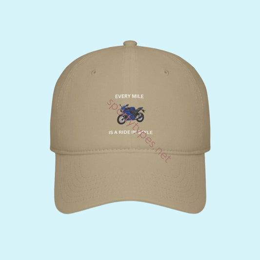 Khaki Motorcycle Theme Baseball Cap