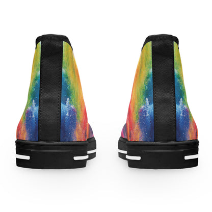 Women's High Top Canvas Sneakers - Multicolored Paint Explosion