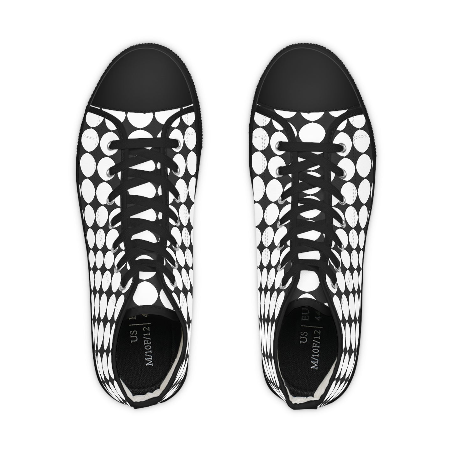 Men's High Top Canvas Sneakers - White Circles on Black