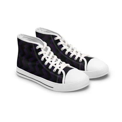 Women's High Top Canvas Sneakers - Purple Chevrons