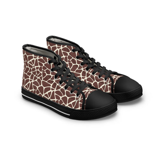 Women's High Top Canvas Sneakers - Giraffe Print