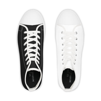 Men's Black & White Mismatched High Top Sneakers