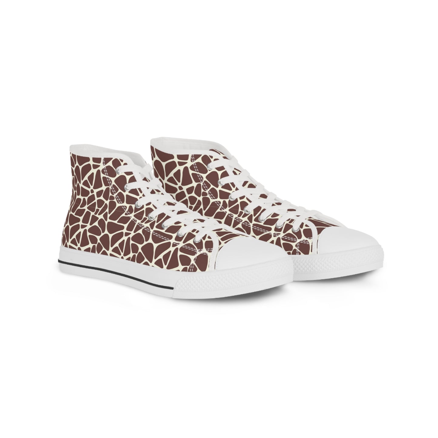 Men's High Top Canvas Sneakers - Giraffe Print