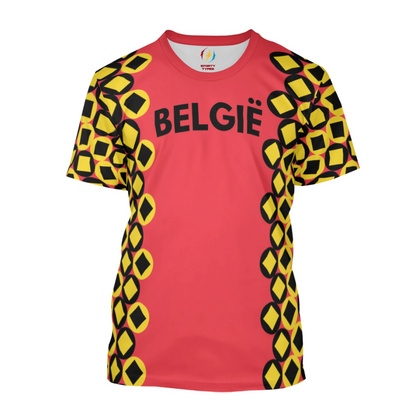 Belgium Women's Football Supporter T-Shirt – Bold Red & Yellow