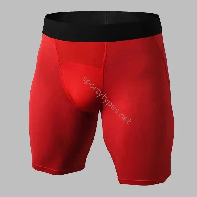 Red Men's Running Compression Shorts