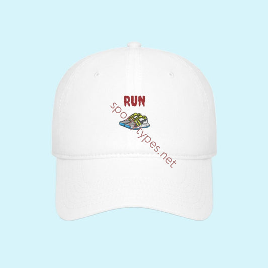 White Running Theme Baseball Cap