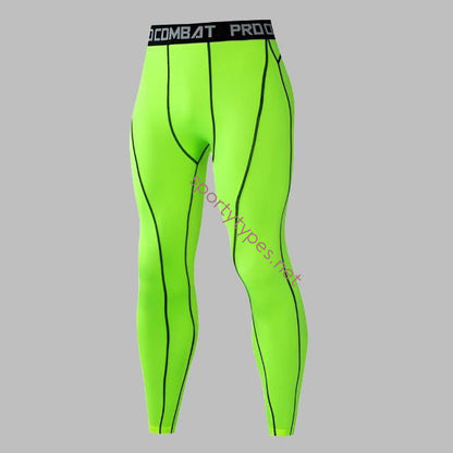 Green Men's Running Compression Leggings