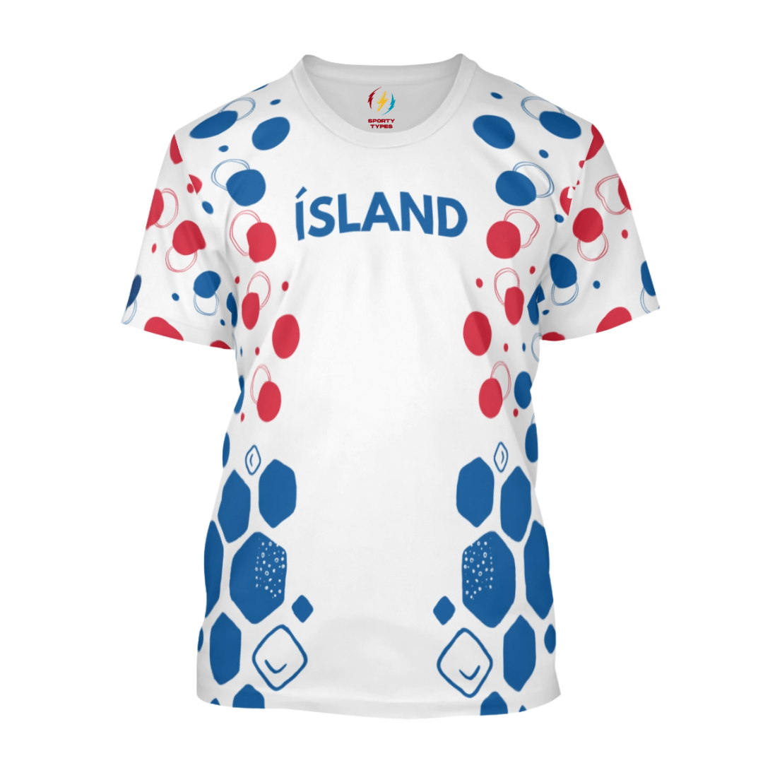 Iceland Women's Football Supporter T-Shirt – Blue, White & Red Pride