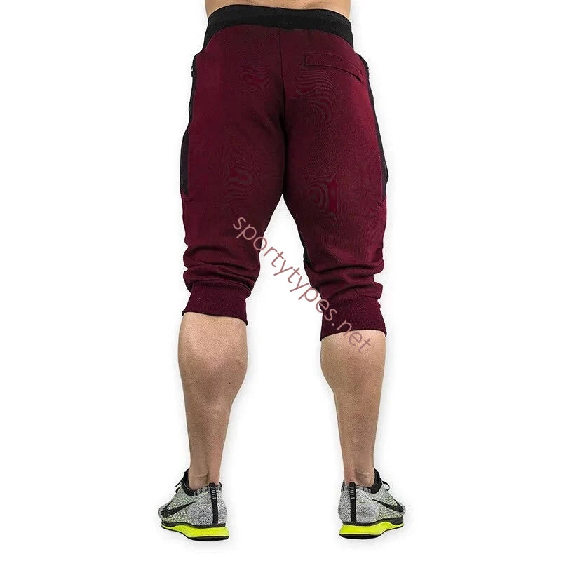 Burgundy Men's Cropped Joggers