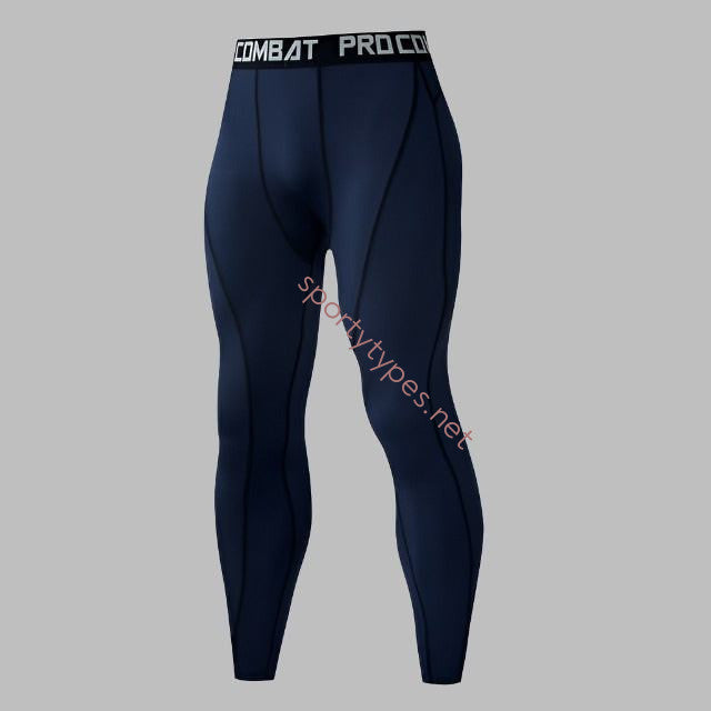 Navy Men's Running Compression Leggings